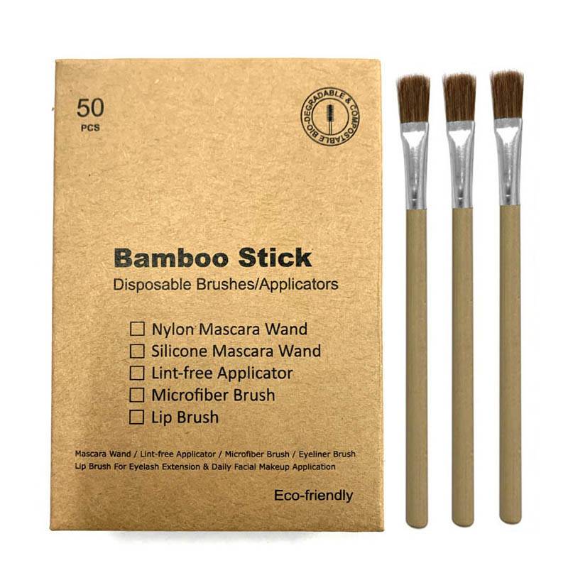 Eco-friendly Bamboo Handle Eye Shadow Brush With Flat Hair Top And Deluxe Ferrule In Craft Box